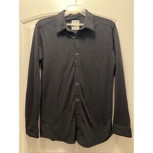 Young LA Men’s Slim Fit Button-Down Long Sleeve Collar Casual Shirt Size L Black
